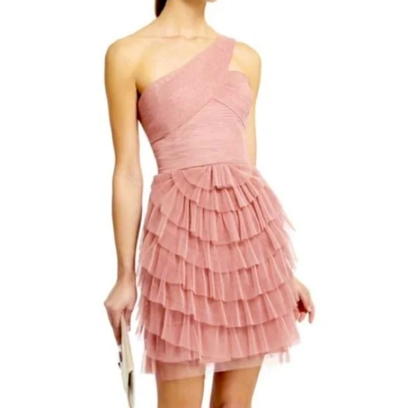 ★BCBG MAXAZRIA★One Shoulder Flounce Mini One Shoulder Mini Dress – BCBGMAXAZRIA